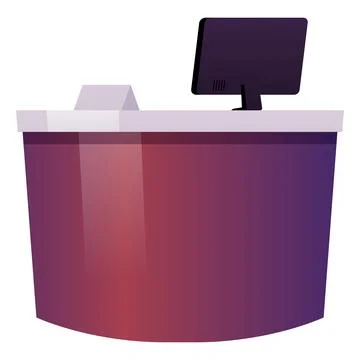 Office interior, cartoon workplace with table desk and computer vector flat Stock Illustration
