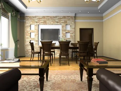 Office interior in classical style Stock Illustration