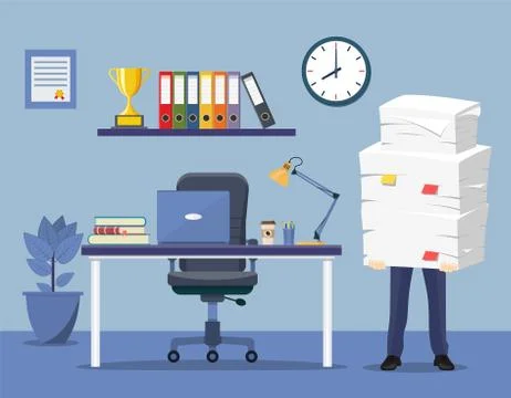 Office interior with computer Stock Illustration