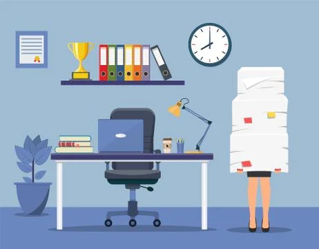 Office interior with computer 스톡 일러스트