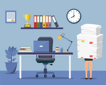 Office interior with computer Stock Illustration