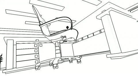 Office interior creation, wireframe Stock Footage