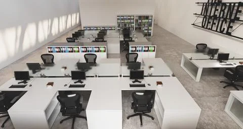 Office interior design Stock Illustration