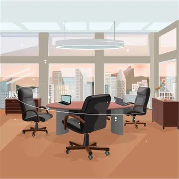 Office interior design. Workspace staff. 3d effect. Business objects Stock Illustration