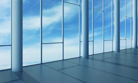 Office interior with glass wall Stock Illustration