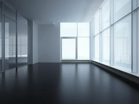 Office interior with glass wall Stock Illustration