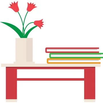 Office interior icon small table with book stack Stock Illustration