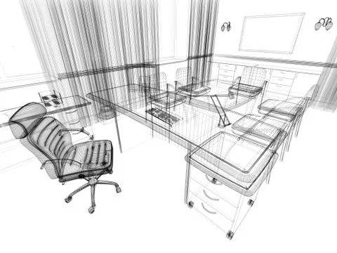 Office interior Stock Illustration