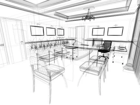 Office interior Stock Illustration