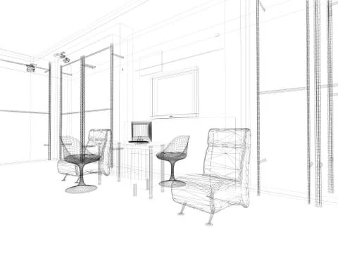 Office interior Stock Illustration