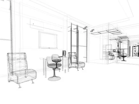 Office interior Stock Illustration