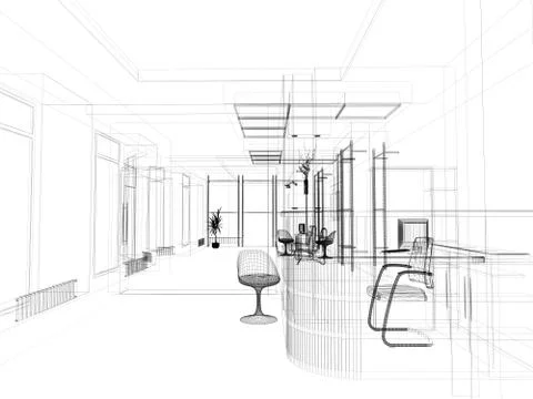 Office interior Stock Illustration