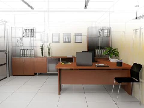 Office interior Stock Illustration