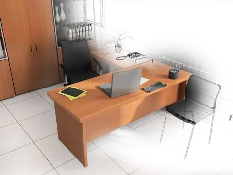 Office interior Stock Illustration