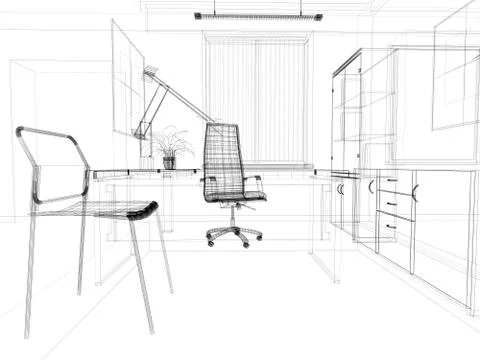 Office interior Stock Illustration