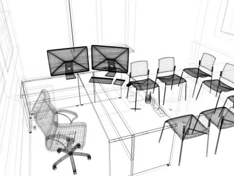 Office interior Stock Illustration