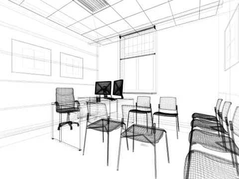 Office interior Stock Illustration