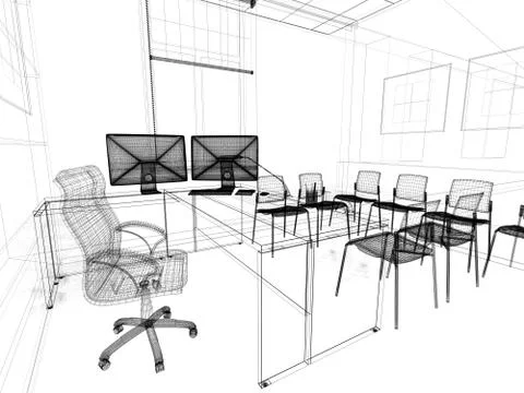 Office interior Stock Illustration