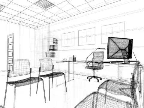Office interior Stock Illustration