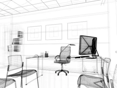 Office interior Stock Illustration