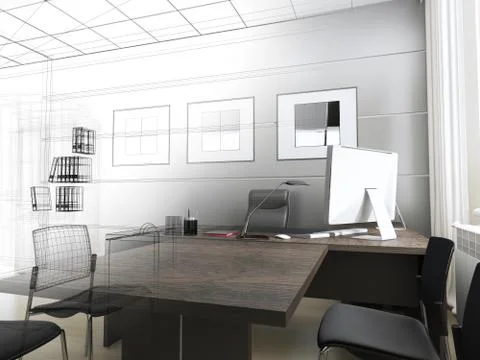 Office interior Stock Illustration