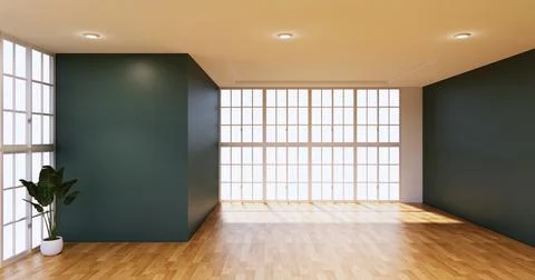 Office Interior Mock up  of panoramic CEO office japanes style.3D rendering Stock Illustration