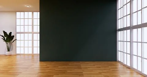 Office Interior Mock up  of panoramic CEO office japanes style.3D rendering Stock Illustration