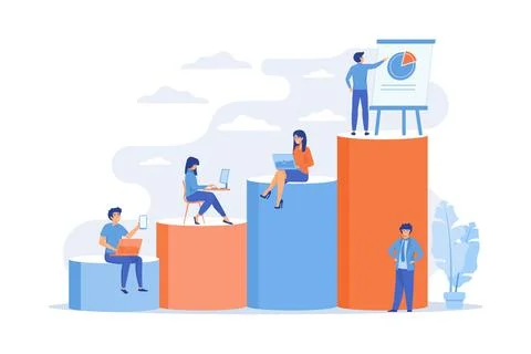 Office interior. People working in creative workspace on open space. Modern.. Stock Illustration