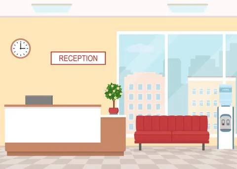 Office interior with reception and waiting area. Stock Illustration