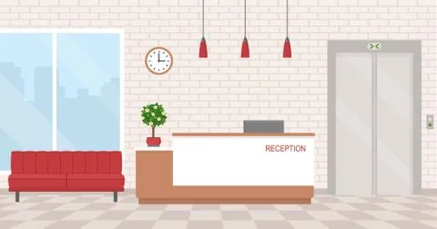 Office interior with reception and waiting area. Stock Illustration