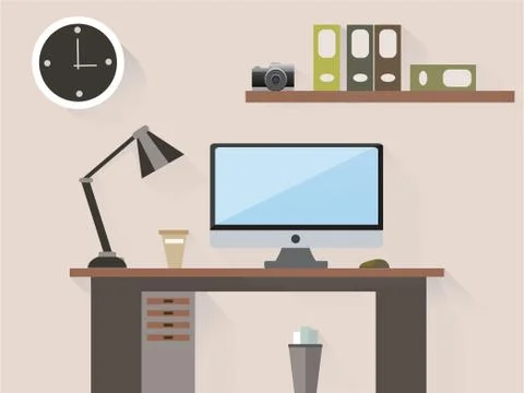 Office interior in the room Stock Illustration
