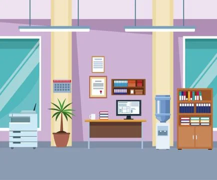 Office interior scenery Illustrazione stock