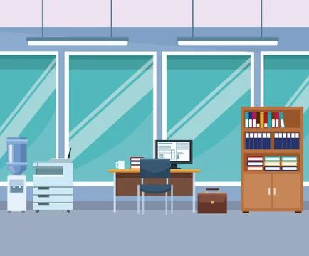 Office interior scenery 스톡 일러스트