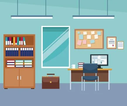 Office interior scenery Illustrazione stock