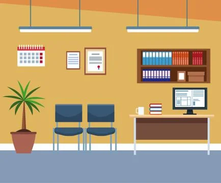 Office interior scenery Stock Illustration