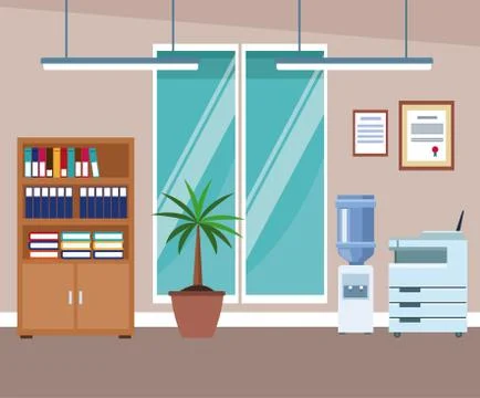 Office interior scenery Illustrazione stock