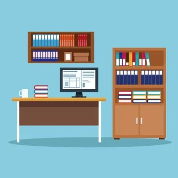 Office interior scenery Stock Illustration