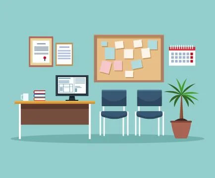 Office interior scenery Illustrazione stock