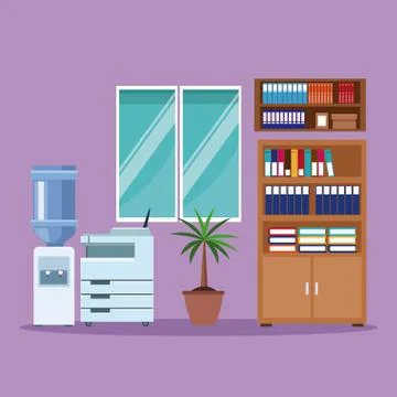 Office interior scenery Stockillustratie