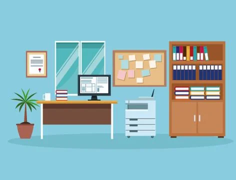 Office interior scenery Illustrazione stock