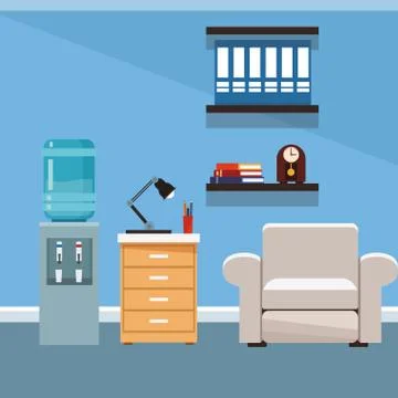 Office interior scenery Illustrazione stock