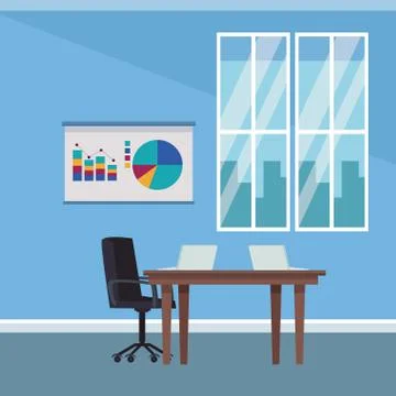 Office interior scenery Illustrazione stock