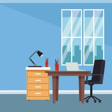 Office interior scenery Stockillustratie