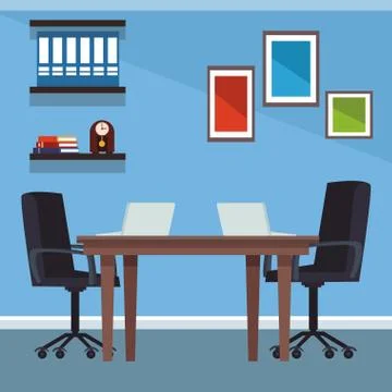 Office interior scenery 스톡 일러스트
