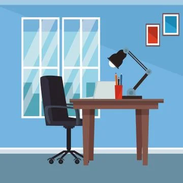 Office interior scenery Illustrazione stock