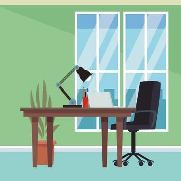 Office interior scenery Stockillustratie