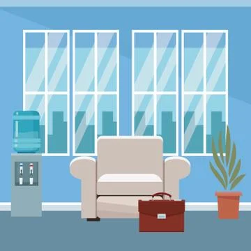 Office interior scenery Stock Illustration