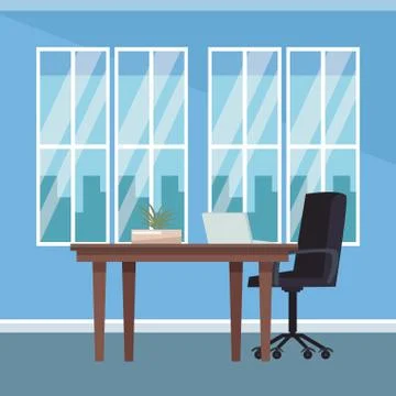 Office interior scenery Illustrazione stock