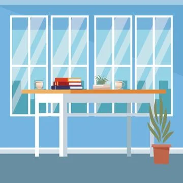 Office interior scenery Illustrazione stock