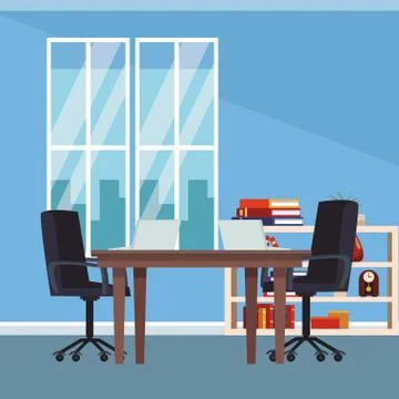 Office interior scenery Illustrazione stock